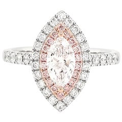 GIA Certified White Diamond and Argyle Pink Diamond in Platinum Bridal Ring