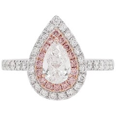 GIA Certified White Diamond and Natural Argyle Pink Diamond Platinum Ring