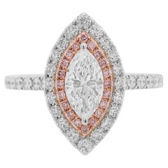 Used GIA Certified White Diamond Argyle Pink Diamond 18K Bridal Ring