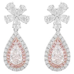 GIA Certified White Diamond Argyle Pink Diamond 18K Detachable Drop Earrings