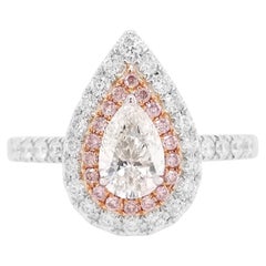 GIA Certified White Diamond Argyle Pink Diamond 18K Engagement Ring
