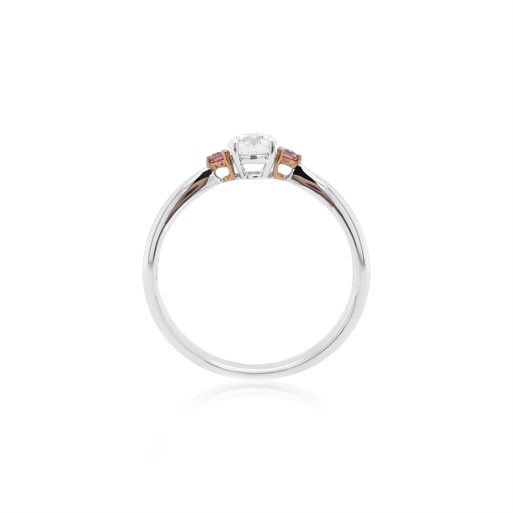 GIA Certified White Diamond Argyle Pink Diamond 18k Gold Bridal Ring (Zeitgenössisch) im Angebot