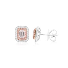GIA Certified White Diamond Argyle Pink Diamond 18K Gold Stud Earrings