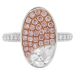 GIA Certified White Diamond Argyle Pink Diamond Platinum Bridal Ring