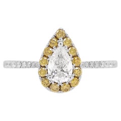 Gia Certified White Diamond Green Diamond 18K Gold Wedding Ring