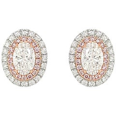 GIA certified White Diamond Natural Argyle Pink Diamond in Platinum Stud Earring