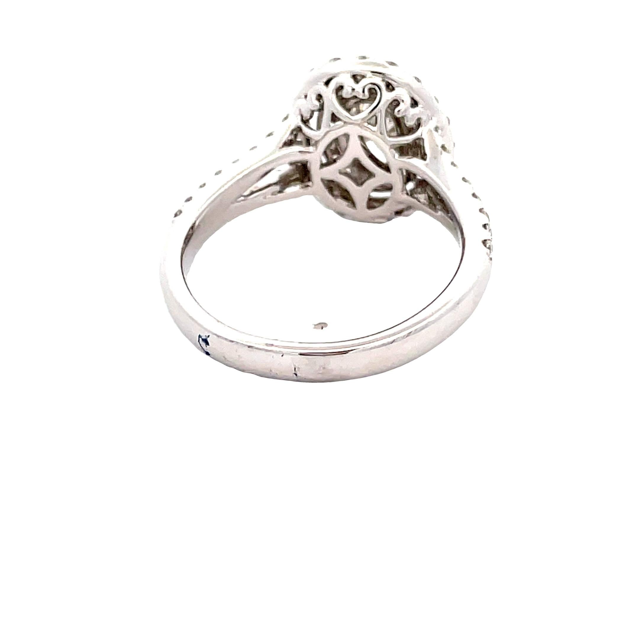 Oval Cut Gia Certified WHITE DIAMOND OVAL 0.70 CT. WHITE DIAMOND ROUND 0.82 18KW Ring For Sale