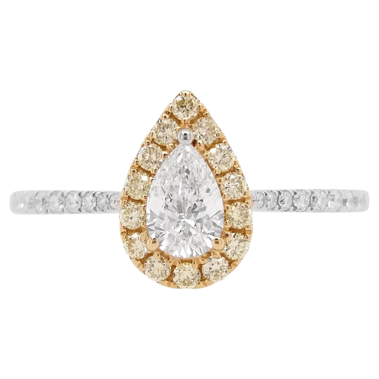 Bague de mariage en or 18K avec diamant blanc certifié GIA et diamant jaune