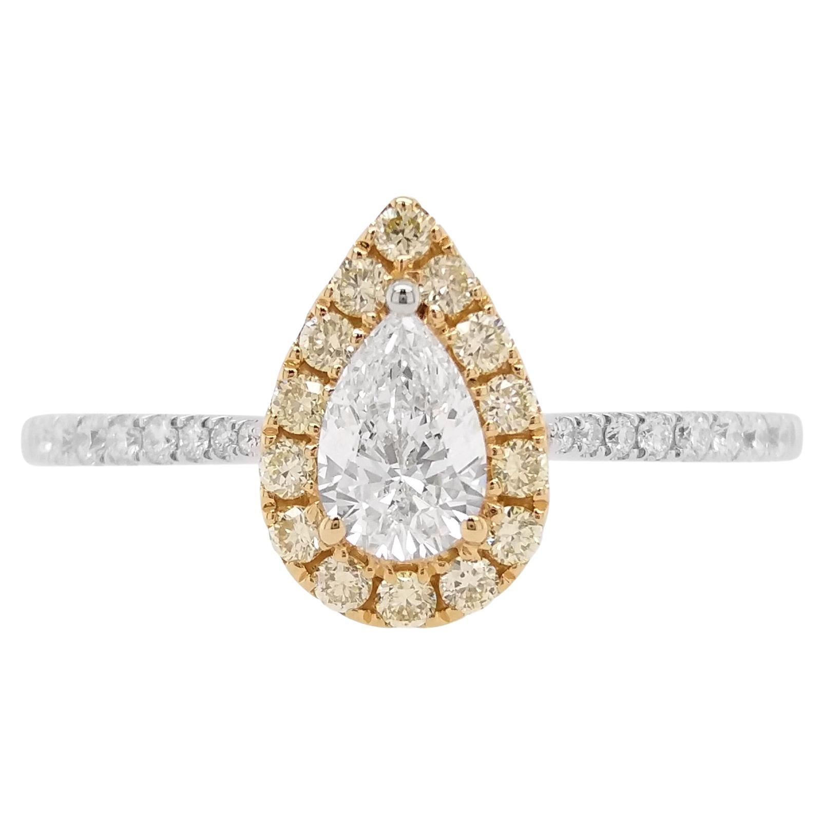 Diamante Blanco Certificado GIA Diamante Amarillo Alianza de Oro de 18K