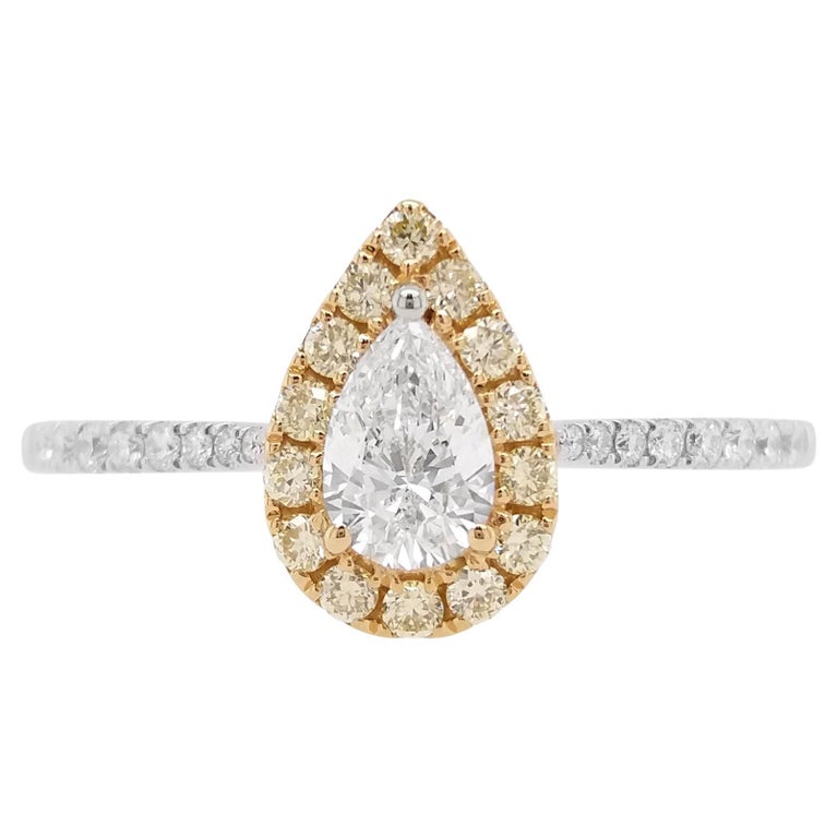 GIA Certified White Diamond Yellow Diamond 18K Gold Wedding Ring For