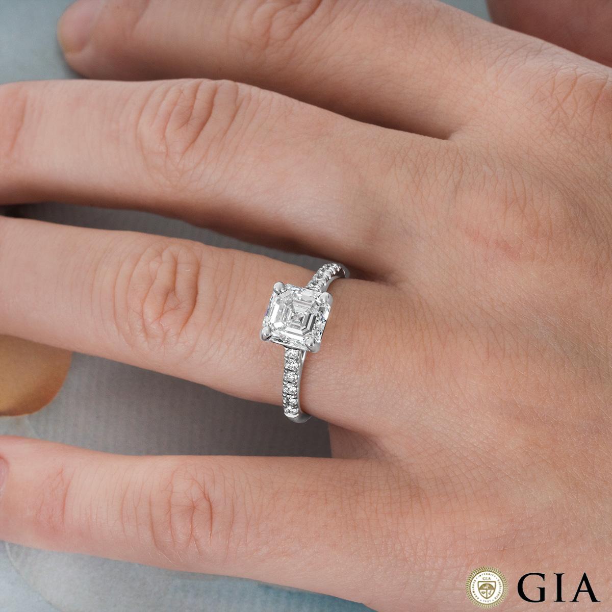 Women's GIA Certified White Gold Asscher Cut Diamond Ring 2.40 Carat G/VS1 For Sale