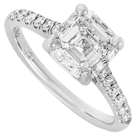 GIA Certified White Gold Asscher Cut Diamond Ring 2.40 Carat G/VS1 For Sale