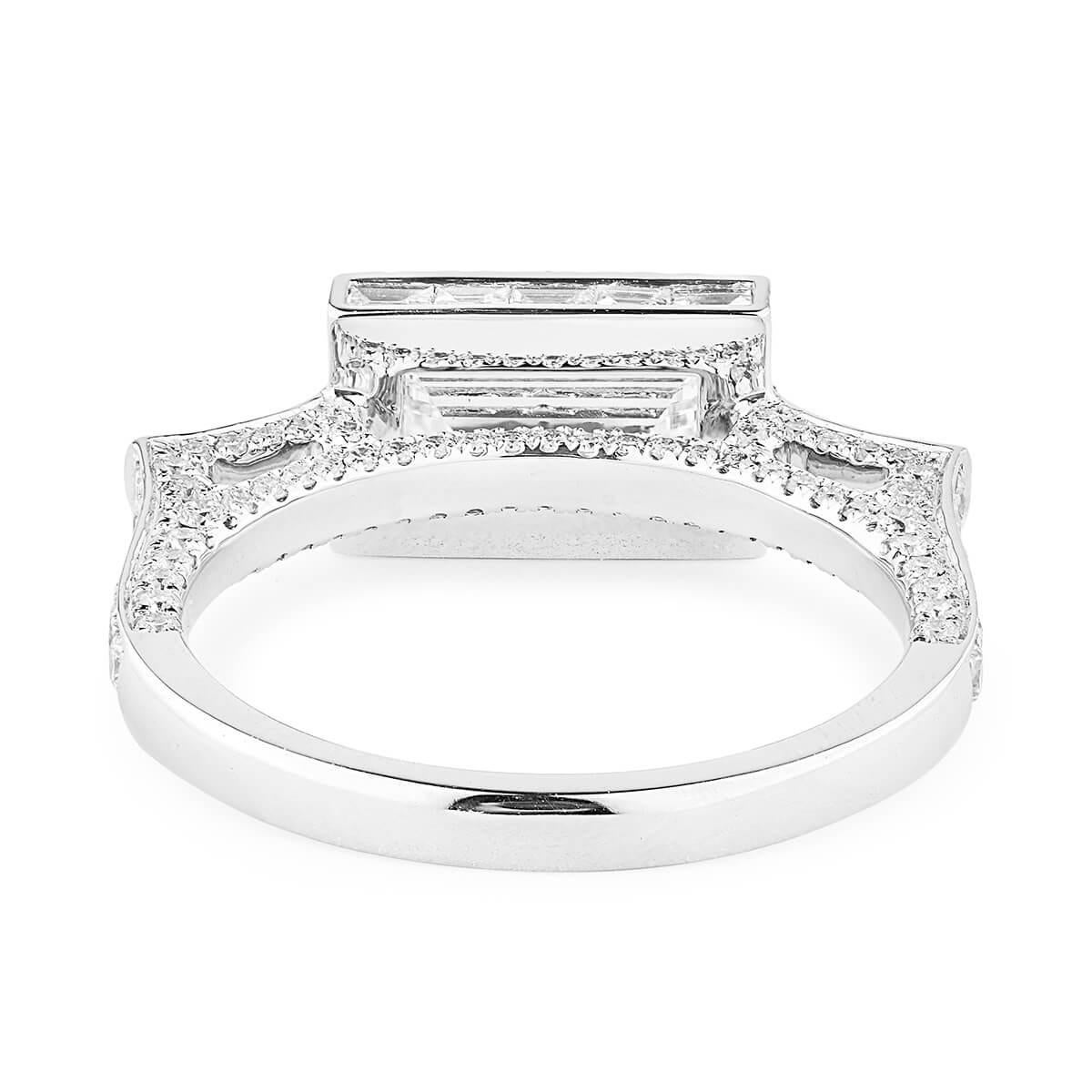 Modern GIA Certified White Gold Baguette Cut Diamond Ring Set with Brilliant Cut For Sale