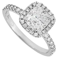 GIA Certified White Gold Cushion Cut Diamond Engagement Ring 1.51ct F/VS2
