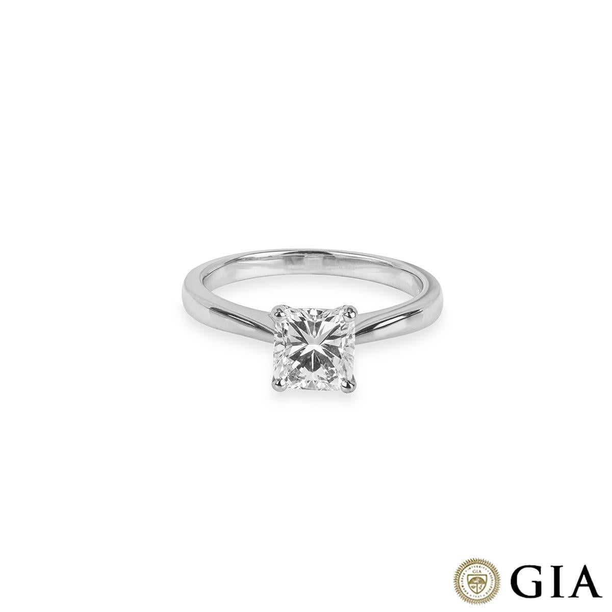 GIA Certified White Gold Cushion Cut Diamond Ring 1.14ct G/VS1 In New Condition For Sale In London, GB