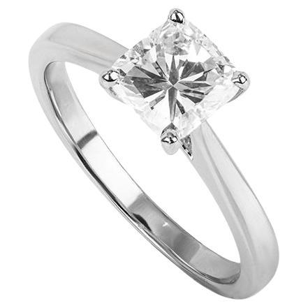 GIA Certified White Gold Cushion Cut Diamond Ring 1.14ct G/VS1 For Sale