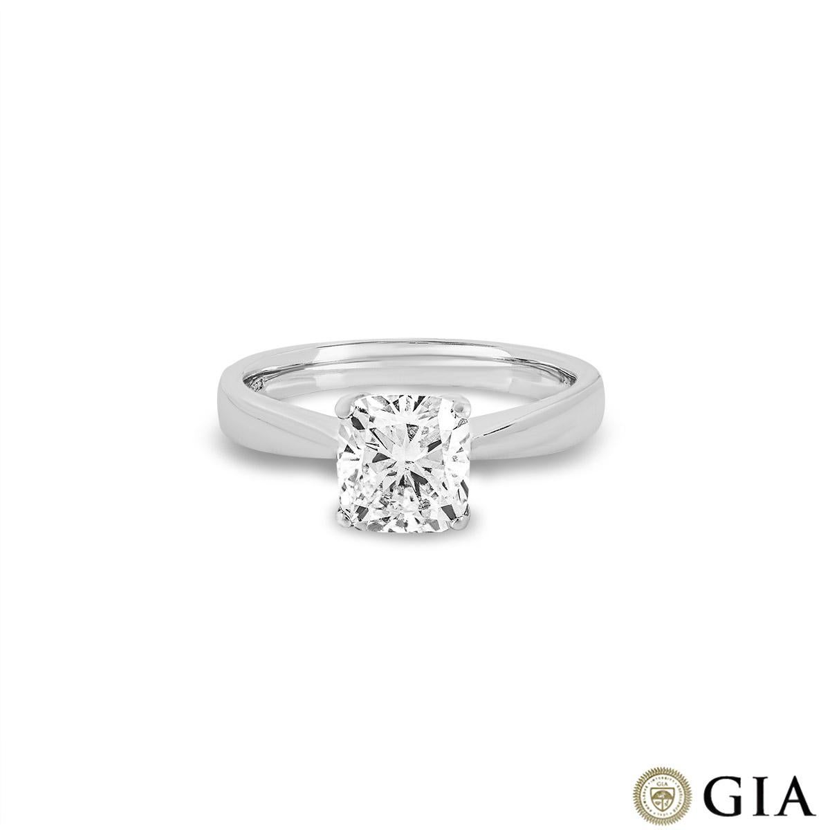 GIA Certified White Gold Cushion Cut Diamond Ring 1.66ct I/VS1 In New Condition For Sale In London, GB