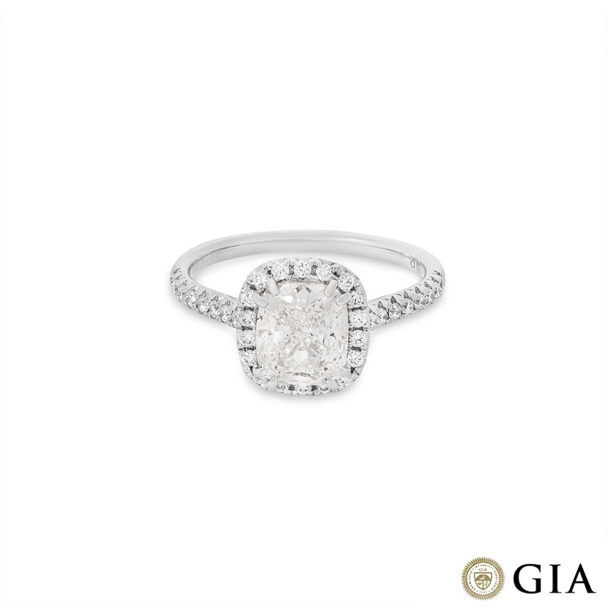 GIA Certified White Gold Cushion Cut Diamond Ring 1.81ct J/SI2 In New Condition For Sale In London, GB