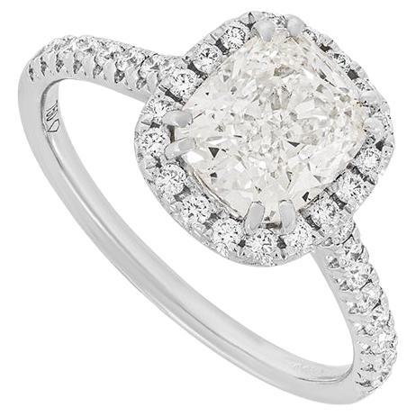 GIA Certified White Gold Cushion Cut Diamond Ring 1.81ct J/SI2 For Sale