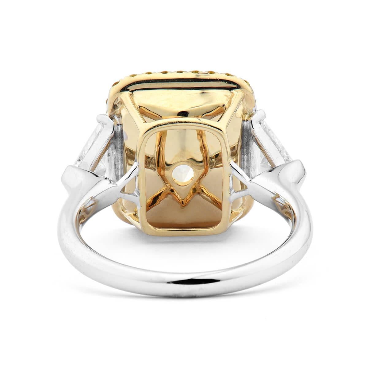 Women's or Men's GIA Certified White Gold Cushion Cut Fancy Yellow Diamond Ring, 6.85 For Sale
