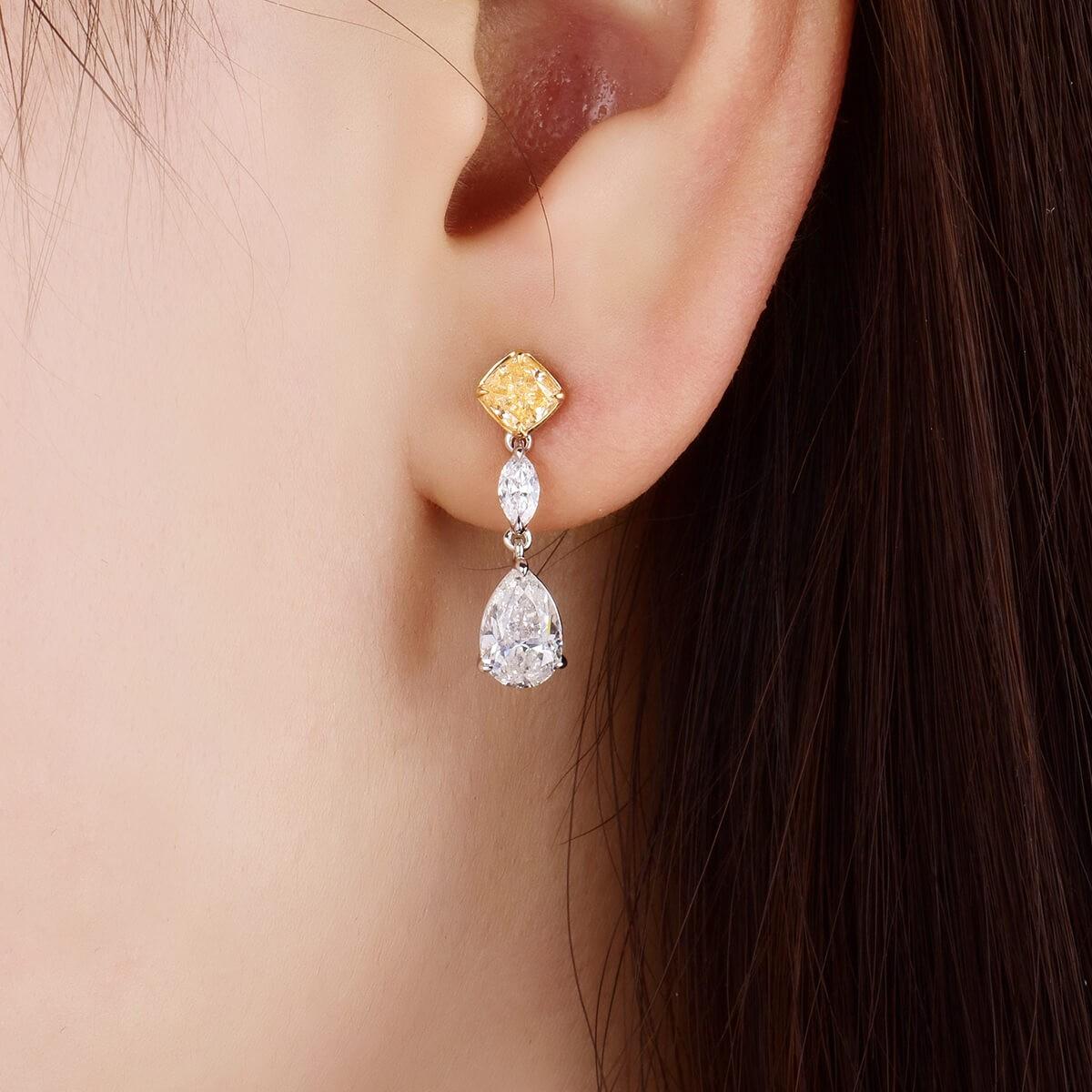 Pear Cut GIA Certified White Gold Diamond Earrings, 3.16 Carat For Sale