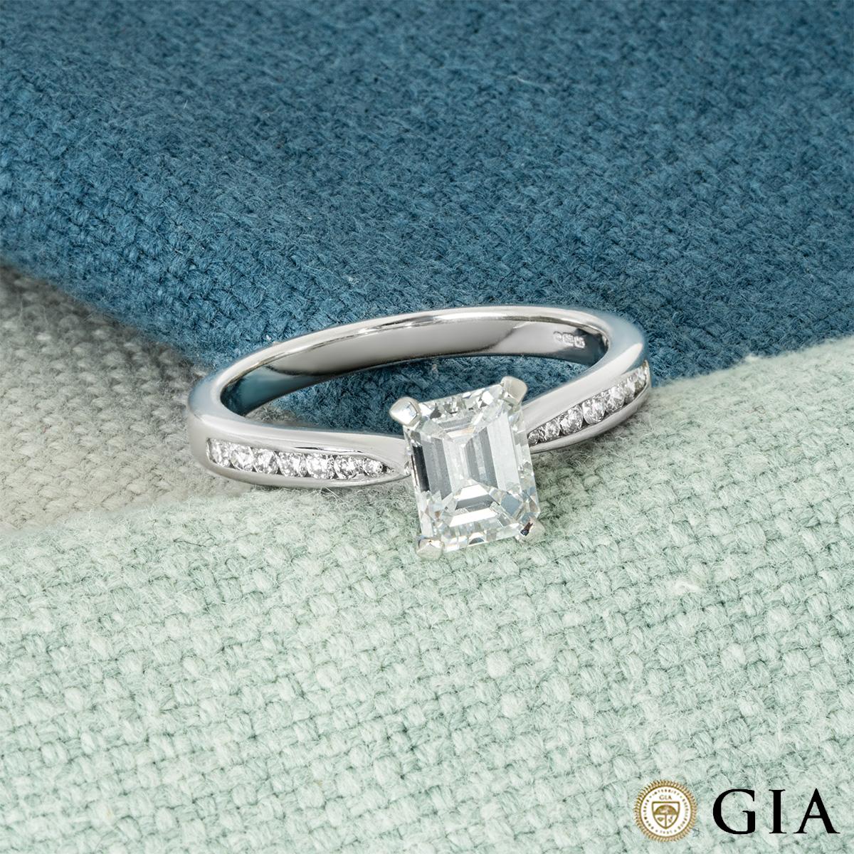 GIA Certified White Gold Emerald Cut Diamond Engagement Ring 0.95ct D/VS1 For Sale 3