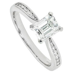 GIA Certified White Gold Emerald Cut Diamond Engagement Ring 0.95ct D/VS1