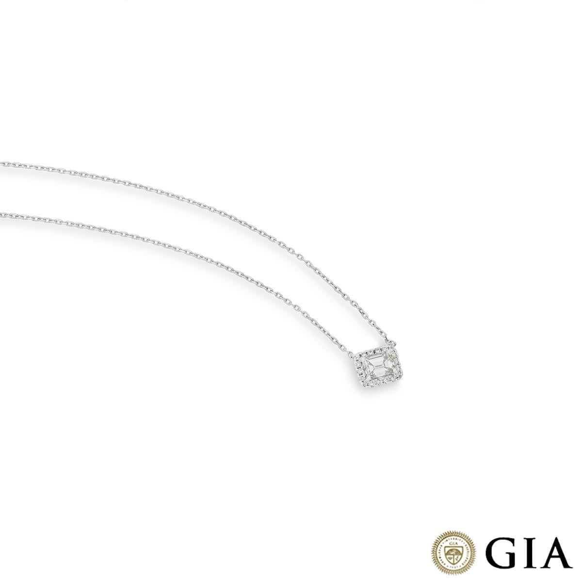 GIA Certified White Gold Emerald Cut Diamond Pendant 0.51 Carat F/VS1 In New Condition For Sale In London, GB