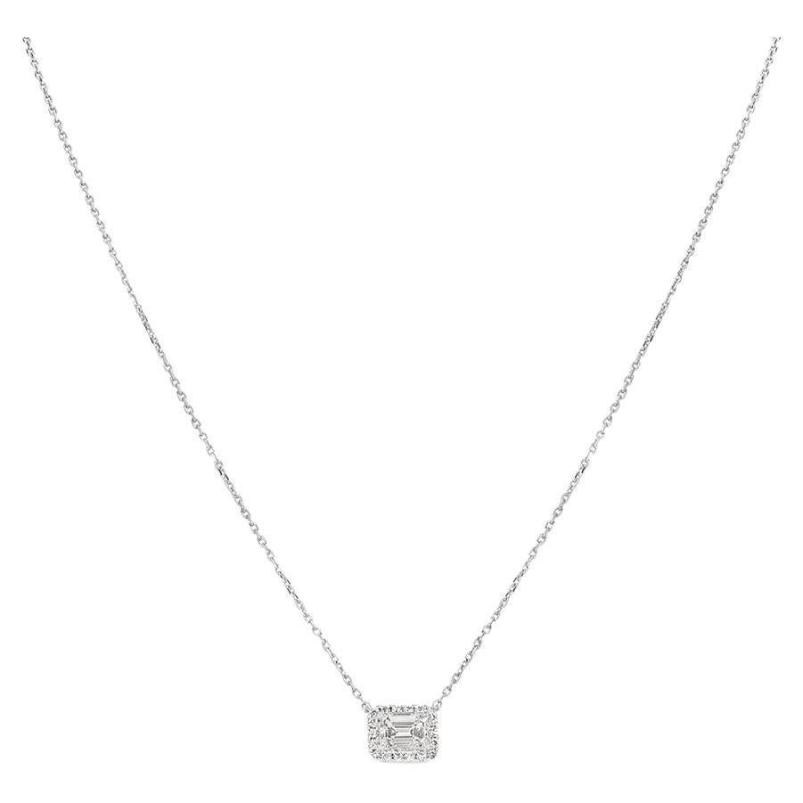 GIA Certified White Gold Emerald Cut Diamond Pendant 0.51 Carat F/VS1