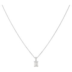 GIA Certified White Gold Emerald Cut Diamond Pendant 0.92 Carat G/SI1