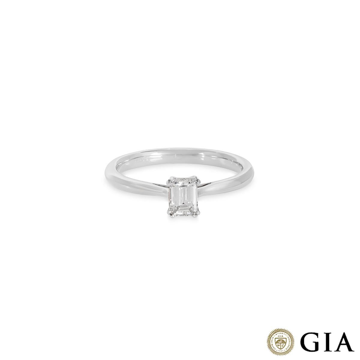 GIA Certified White Gold Emerald Cut Diamond Ring 0.43ct E/VS2 In New Condition For Sale In London, GB
