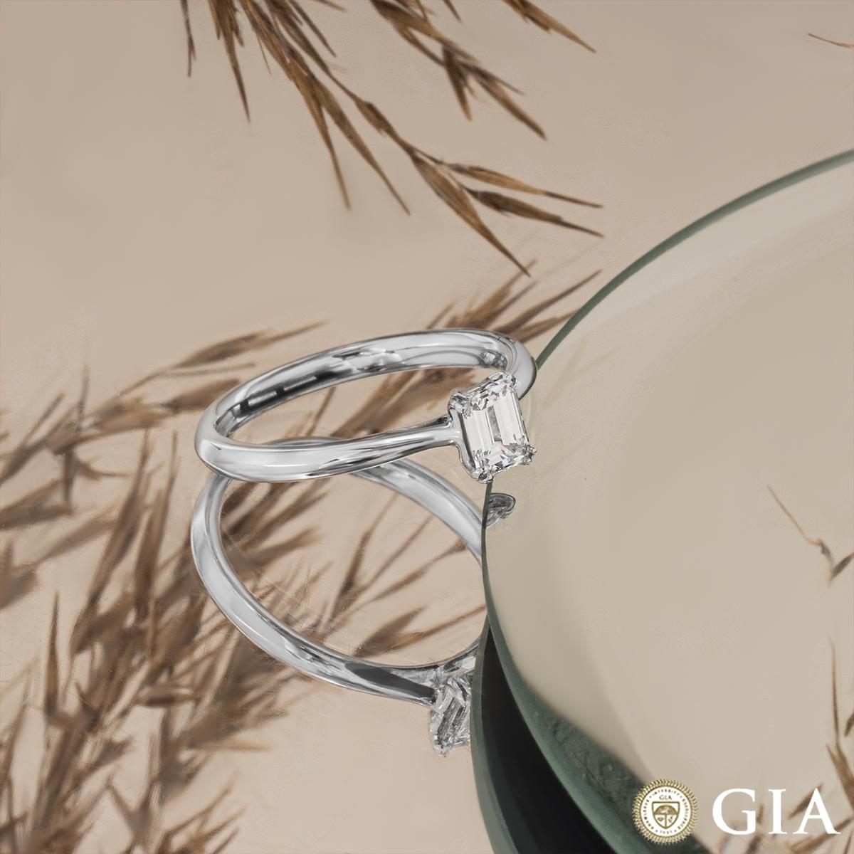 GIA Certified White Gold Emerald Cut Diamond Ring 0.43ct E/VS2 For Sale 4