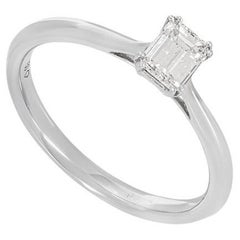 GIA Certified White Gold Emerald Cut Diamond Ring 0.43ct E/VS2