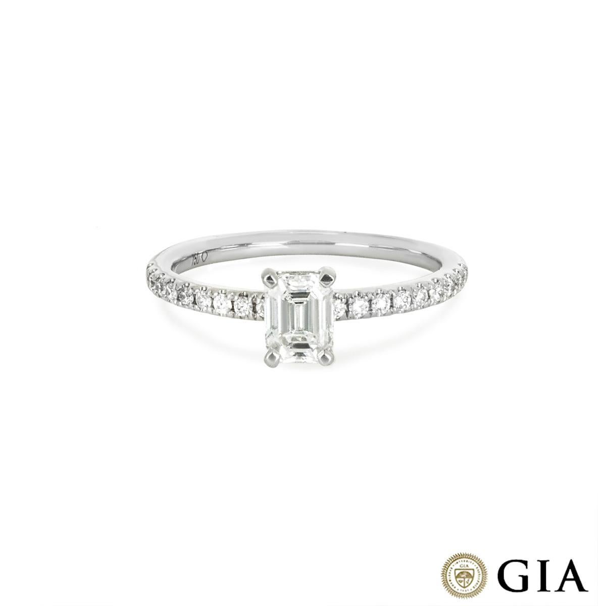 Gia Certified White Gold Emerald Cut Diamond Ring 0.59 Carat D/VS1 In New Condition For Sale In London, GB