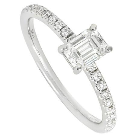 Gia Certified White Gold Emerald Cut Diamond Ring 0.59 Carat D/VS1