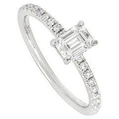 Gia Certified White Gold Emerald Cut Diamond Ring 0.59 Carat D/VS1