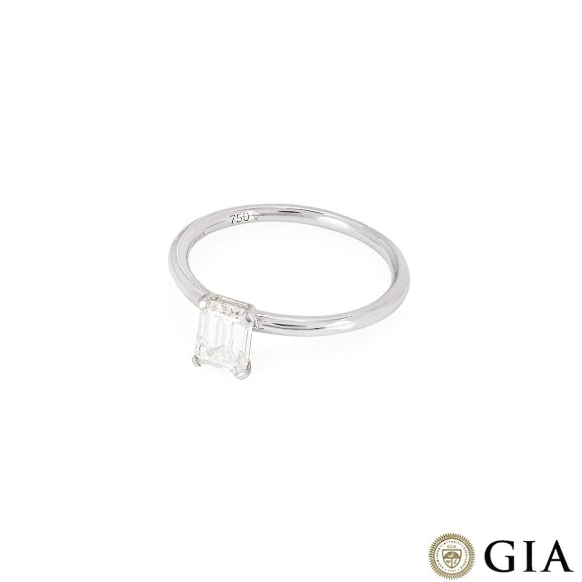 Bague en or blanc certifiée GIA avec diamant taille émeraude 0,81 carat H/VVS2 Neuf - En vente à London, GB