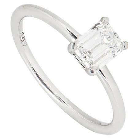 GIA Certified White Gold Emerald Cut Diamond Ring 0.81ct H/VVS2