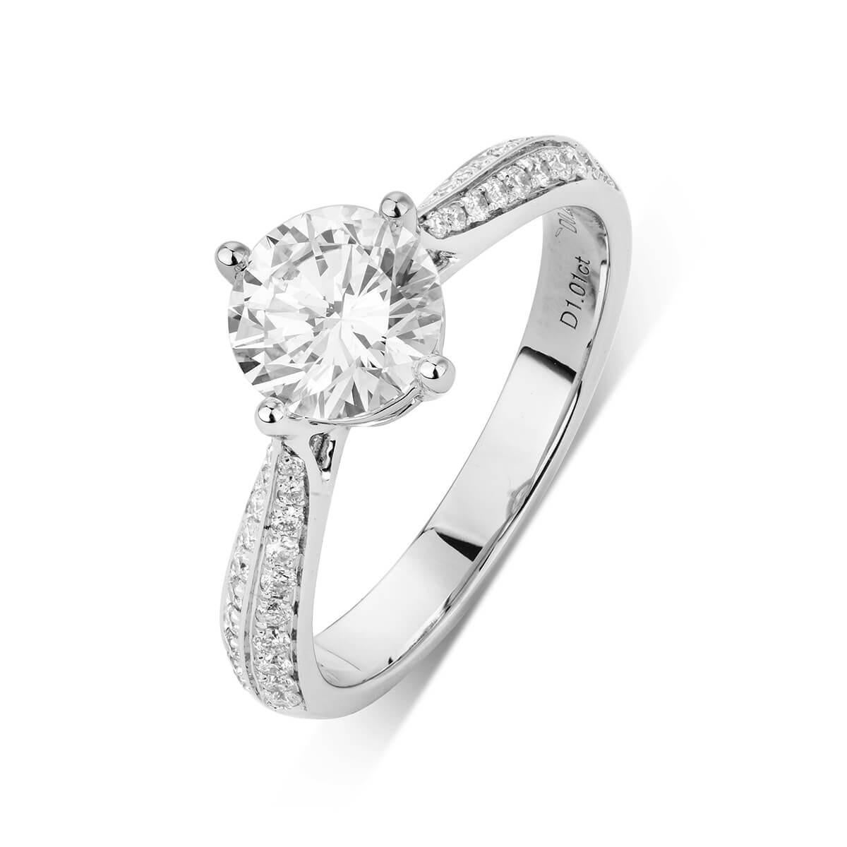 WHITE GOLD ENGAGEMENT RING - 1.24 CT


Set in 18Kt White gold


Total centre diamond weight: 1.01 ct
[ 1 diamond ]
Color: D
Clarity: VS2 

Total side diamond weight: 0.23ct
Color: G-H
Clarity: VS

Total ring weight: 3.42 grams


GIA Certified