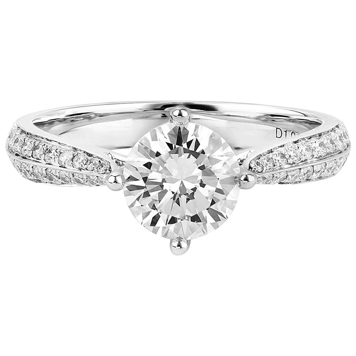 GIA Certified White Gold Engagement Ring, 1.24 Carat