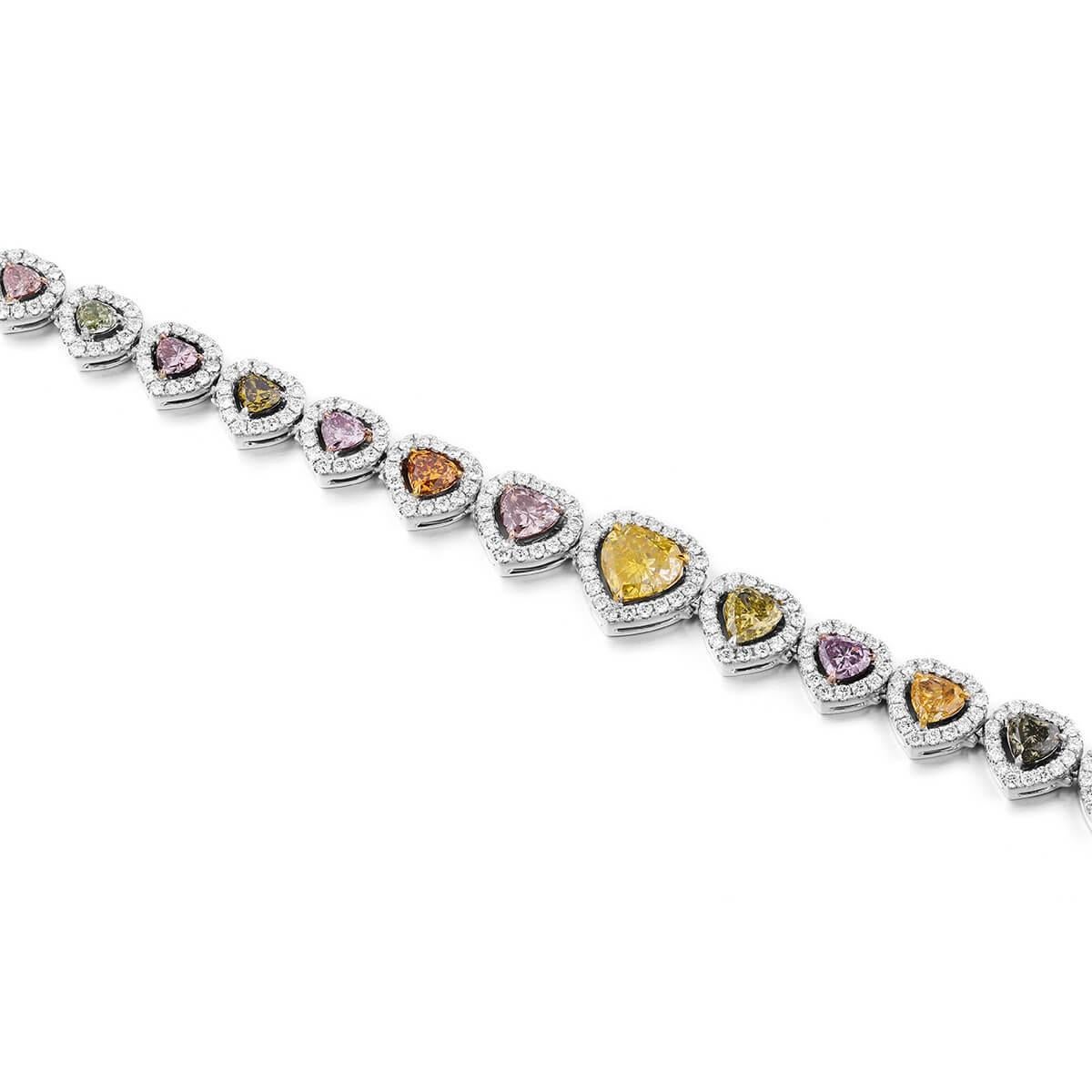 GIA Certified White Gold Fancy Diamond Heart Shape Bracelet, 7.78 Carat In New Condition In Knightsbridge, GB