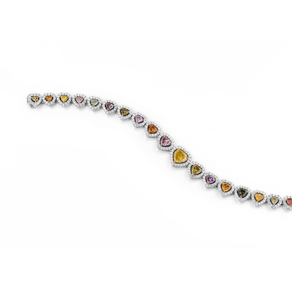 Women's or Men's GIA Certified White Gold Fancy Diamond Heart Shape Bracelet, 7.78 Carat