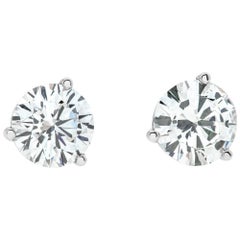 GIA Certified White gold "Martini" round brilliant diamond stud earrings