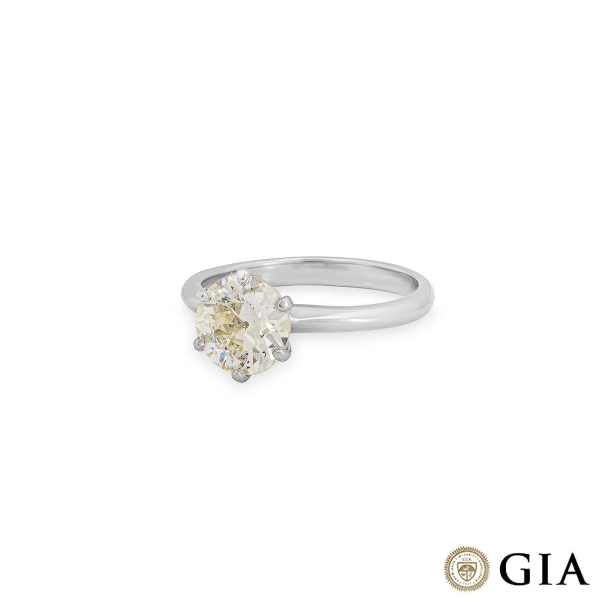 Women's GIA Certified White Gold Old European Cut Diamond Ring 1.61ct M/VS2 For Sale
