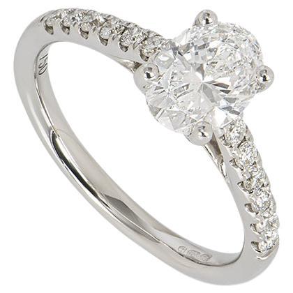 GIA Certified White Gold Oval Cut Diamond Ring 1.00ct D/SI1 For Sale