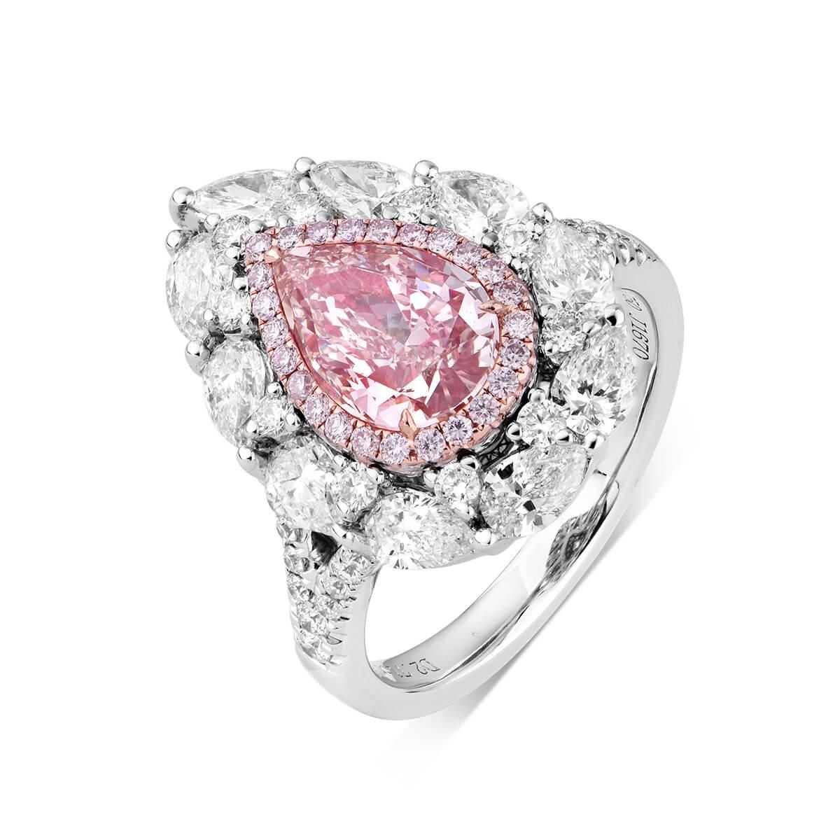 WHITE GOLD PEAR CUT FANCY PINK DIAMOND WITH WHITE DIAMONDS RING - 3.41 CT


Set in 18K white gold


Total fancy pink diamond weight: 1.53 ct
[ 1 diamond ]
Color: Fancy brownish pink
Clarity: VS2

Total white diamond weight: 1.74 ct
[ 44 diamonds