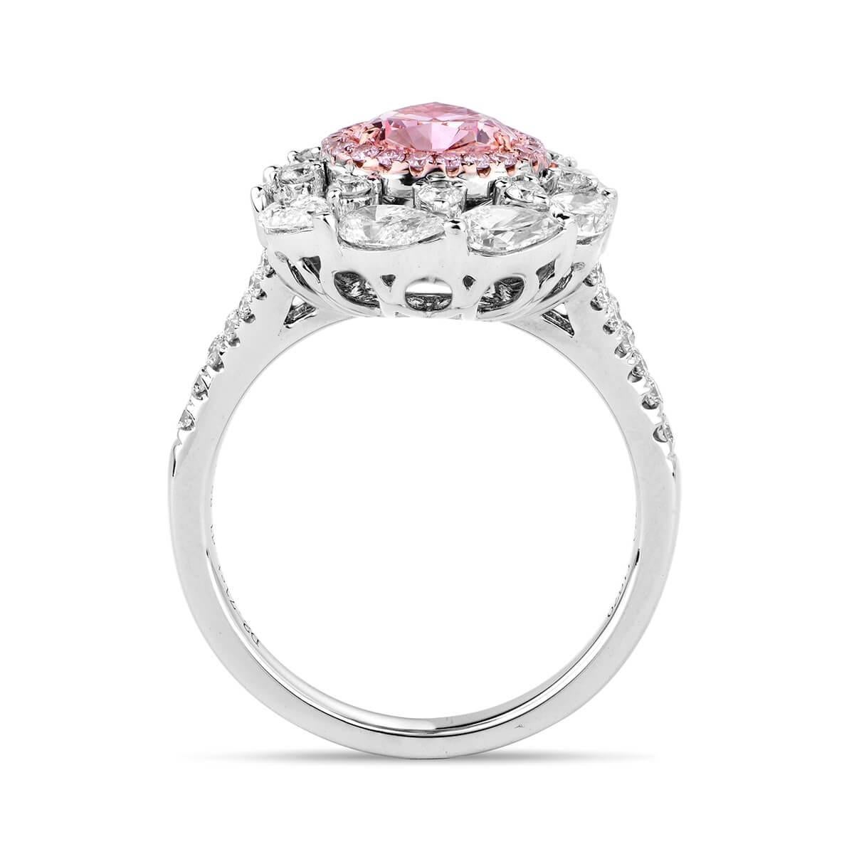 Modern GIA Certified White Gold Pear Cut Fancy Pink Diamond with White Diamonds Ring