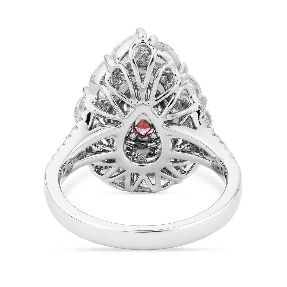 GIA Certified White Gold Pear Cut Fancy Pink Diamond with White Diamonds Ring In New Condition In Knightsbridge, GB