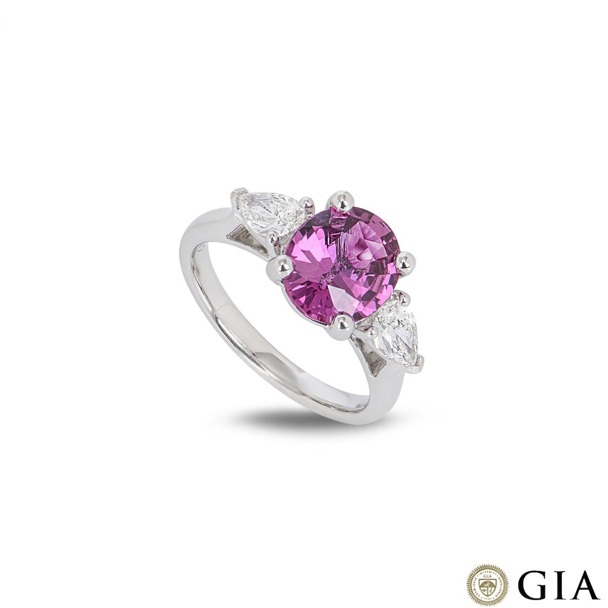 GIA-zertifizierter Ring aus Weißgold mit rosa Saphir und Diamant 2,44 Karat 1