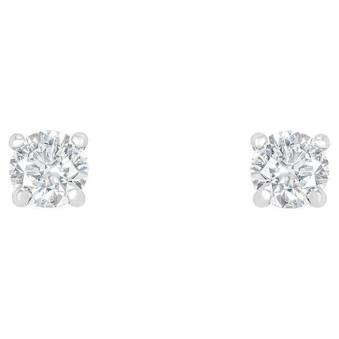 GIA Certified White Gold Round Brilliant Cut Diamond Earrings 0.80 Carat TDW For Sale